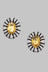 Buy_Nayaab By Sonia_Silver Plated Stones Citrine Aura Encrusted Studs _Online_at_Aza_Fashions