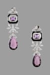 Buy_Nayaab By Sonia_Silver Plated Stones Amethyst Cascade Dangler Earrings _Online_at_Aza_Fashions