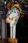 Buy_The White Ink Decor_White Poly Resin Masquerade Carved Showpiece_Online_at_Aza_Fashions