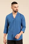 Mayank Modi - Men_Blue Malai Cotton Solid Straight Shirt _Online_at_Aza_Fashions