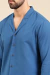 Buy_Mayank Modi - Men_Blue Malai Cotton Solid Straight Shirt _Online_at_Aza_Fashions