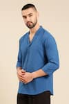 Shop_Mayank Modi - Men_Blue Malai Cotton Solid Straight Shirt _Online_at_Aza_Fashions