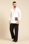 Buy_Mayank Modi - Men_White Malai Cotton Plain Patch Pocket Shirt _at_Aza_Fashions