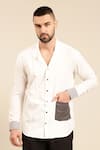 Mayank Modi - Men_White Malai Cotton Plain Patch Pocket Shirt _Online_at_Aza_Fashions