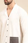 Buy_Mayank Modi - Men_White Malai Cotton Plain Patch Pocket Shirt _Online_at_Aza_Fashions