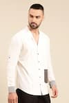 Mayank Modi - Men_White Malai Cotton Plain Patch Pocket Shirt _at_Aza_Fashions