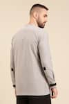 Shop_Mayank Modi - Men_Grey Malai Cotton Solid Mandarin Collar Shirt _at_Aza_Fashions