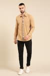 Buy_Mayank Modi - Men_Beige Cotton Solid Geometric Print Placket Shirt _at_Aza_Fashions