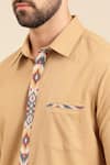 Buy_Mayank Modi - Men_Beige Cotton Solid Geometric Print Placket Shirt _Online_at_Aza_Fashions