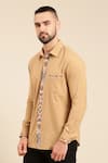 Shop_Mayank Modi - Men_Beige Cotton Solid Geometric Print Placket Shirt _Online_at_Aza_Fashions