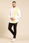 Buy_Mayank Modi - Men_White 100% Linen Colour Block Shirt _at_Aza_Fashions