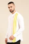 Shop_Mayank Modi - Men_White 100% Linen Colour Block Shirt _Online_at_Aza_Fashions