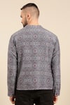 Shop_Mayank Modi - Men_Blue Linen Bemberg Printed Geometric Mandala Bomber Jacket _at_Aza_Fashions