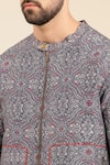 Buy_Mayank Modi - Men_Blue Linen Bemberg Printed Geometric Mandala Bomber Jacket _Online_at_Aza_Fashions