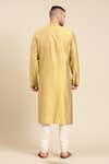 Shop_Mayank Modi - Men_Yellow Cotton Woven Geometric Butti Kurta With Churidar _at_Aza_Fashions