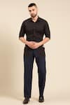 Buy_Mayank Modi - Men_Blue Malai Cotton Solid Straight Pant _at_Aza_Fashions