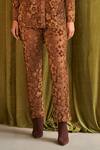 QALA CLOTHING_Brown Velvet Embroidery Floral Collared Neck Nia Shirt With Pant _Online_at_Aza_Fashions