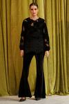 Buy Qala Clothing Black Velvet Embroidery Round Neck Zaina Cut Work Top And Pant Set at Aza Fashions Buy_Qala Clothing_Black Velvet Embroidery Round Neck Zaina Cut Work Top And Pant Set_at_Aza_Fashions