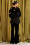 Shop Qala Clothing Black Velvet Embroidery Round Neck Zaina Cut Work Top And Pant Set at Aza Fashions Shop_Qala Clothing_Black Velvet Embroidery Round Neck Zaina Cut Work Top And Pant Set_at_Aza_Fashions