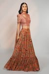 Anu Pellakuru_Peach Lehenga Chanderi Silk Hand Embroidered Zardosi Round Blouse Set _Online_at_Aza_Fashions