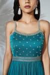 Buy Anu Pellakuru Blue Modal, Satin, Silk Zari, Pearls Hand Embroidered Tiered Gown Online at Aza Fashions Buy_Anu Pellakuru_Blue Modal, Satin, Silk Zari, Pearls Hand Embroidered Tiered Gown_Online_at_Aza_Fashions