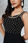 Buy_Anu Pellakuru_Black Georgette Hand Embroidered Pearls V Neck Gown _Online_at_Aza_Fashions