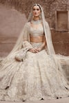 Shop_MATSYA_Beige Tissue Hand Embroidered Dori Aurum Udaibagh Bridal Lehenga Set _at_Aza_Fashions