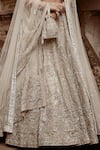 MATSYA_Beige Tissue Hand Embroidered Dori Aurum Udaibagh Bridal Lehenga Set _Online_at_Aza_Fashions
