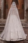 MATSYA_Beige Tissue Hand Embroidered Needle Holy Trinity Bridal Lehenga Set _Online_at_Aza_Fashions