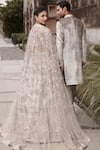 MATSYA_Ivory Silver Hand Embroidered Resham Off Garden Eden Lehenga Set  _Online_at_Aza_Fashions