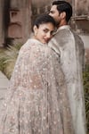 MATSYA_Ivory Silver Hand Embroidered Resham Off Garden Eden Lehenga Set  _at_Aza_Fashions