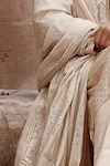 MATSYA_Beige Zari Imperial Masai Embroidered Stole_Online_at_Aza_Fashions