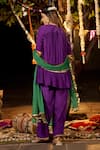 Shop_Nimbu Mirchi_Purple Crepe Embroidery Badla Round Neck Yoke Kurta Salwar Set  _at_Aza_Fashions