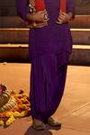 Buy_Nimbu Mirchi_Purple Crepe Jacket Embroidery Zari Notched Neck Harem Pant Set  _Online_at_Aza_Fashions