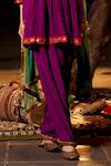 Shop_Nimbu Mirchi_Purple Crepe Embroidery Badla Notched Neck Zari Yoke Kurta Salwar Set  _Online_at_Aza_Fashions