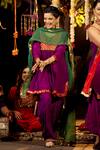 Nimbu Mirchi_Purple Crepe Embroidery Badla Notched Neck Zari Yoke Kurta Salwar Set  _at_Aza_Fashions