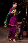 Buy_Nimbu Mirchi_Purple Crepe Embroidery Badla Notched Neck Zari Yoke Kurta Salwar Set  