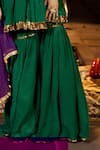 Nimbu Mirchi_Green Crepe And Chiffon Placement Short Pleated Anarkali Sharara Set  _Online_at_Aza_Fashions