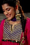 Nimbu Mirchi_Pink Crepe Embroidery Zari Metal Sequin Yoke Kurta Sharara Set  _Online_at_Aza_Fashions