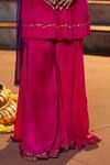 Buy_Nimbu Mirchi_Pink Crepe Embroidery Zari Metal Sequin Yoke Kurta Sharara Set  _Online_at_Aza_Fashions