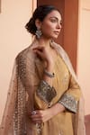 Shop_NAAZ BY NOOR_Gold Kurta And Sharara Tissue Chanderi Embroidery Sequin Round Floral Set _Online_at_Aza_Fashions