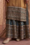 Buy_NAAZ BY NOOR_Gold Kurta And Sharara Tissue Chanderi Embroidery Sequin Round Floral Set 