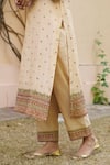 NAAZ BY NOOR_Cream Kurta And Pant Tissue Chanderi Embroidery Thread Round Bloom Pattern Set_Online_at_Aza_Fashions