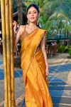 PUNIT BALANA_Yellow Organza Silk Embroidery Choli Ke Peeche Saree With Blouse _Online_at_Aza_Fashions