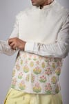 Shop_Smriti by Anju Agarwal_Multi Color Linen Satin Hand Embroidered Thread Ahren Nehru Jacket_Online_at_Aza_Fashions
