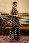 Buy_Soup by Sougat Paul_Black Crepe Printed Sequin Boat Pre-draped Saree With Blouse _Online_at_Aza_Fashions