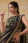 Shop_Soup by Sougat Paul_Black Crepe Printed Sequin Boat Pre-draped Saree With Blouse _Online_at_Aza_Fashions