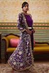 Soup by Sougat Paul_Purple Drape Dress Satin Embroidered Sequin Mehr Belted Maxi With Jacket _Online_at_Aza_Fashions