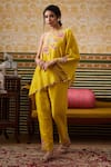 Buy_Soup By Sougat Paul_Yellow Chanderi Silk Sequins, Beads, Mehr Floral Print Tunic Pant Set _at_Aza_Fashions