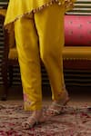 Soup By Sougat Paul_Yellow Chanderi Silk Sequins, Beads, Mehr Floral Print Tunic Pant Set _Online_at_Aza_Fashions
